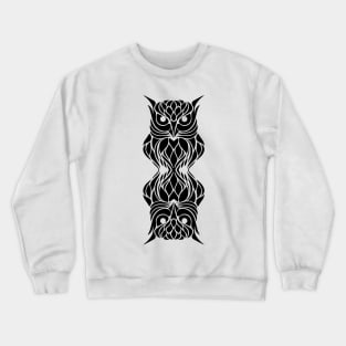 Vector Owl Graphic Black and White Crewneck Sweatshirt